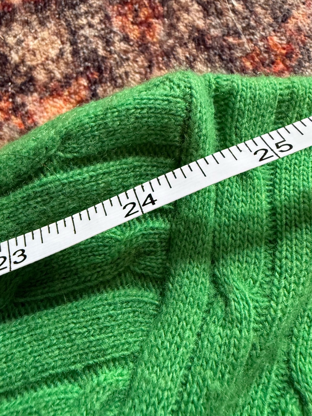 J.Crew Green Cable Knit Sweater Wool Cashmere Blend Crewneck Fitted Preppy Small - Picture 7 of 7